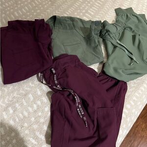 3 set bundle Med Couture! Maroon, olive, and black jogger one pocket sets